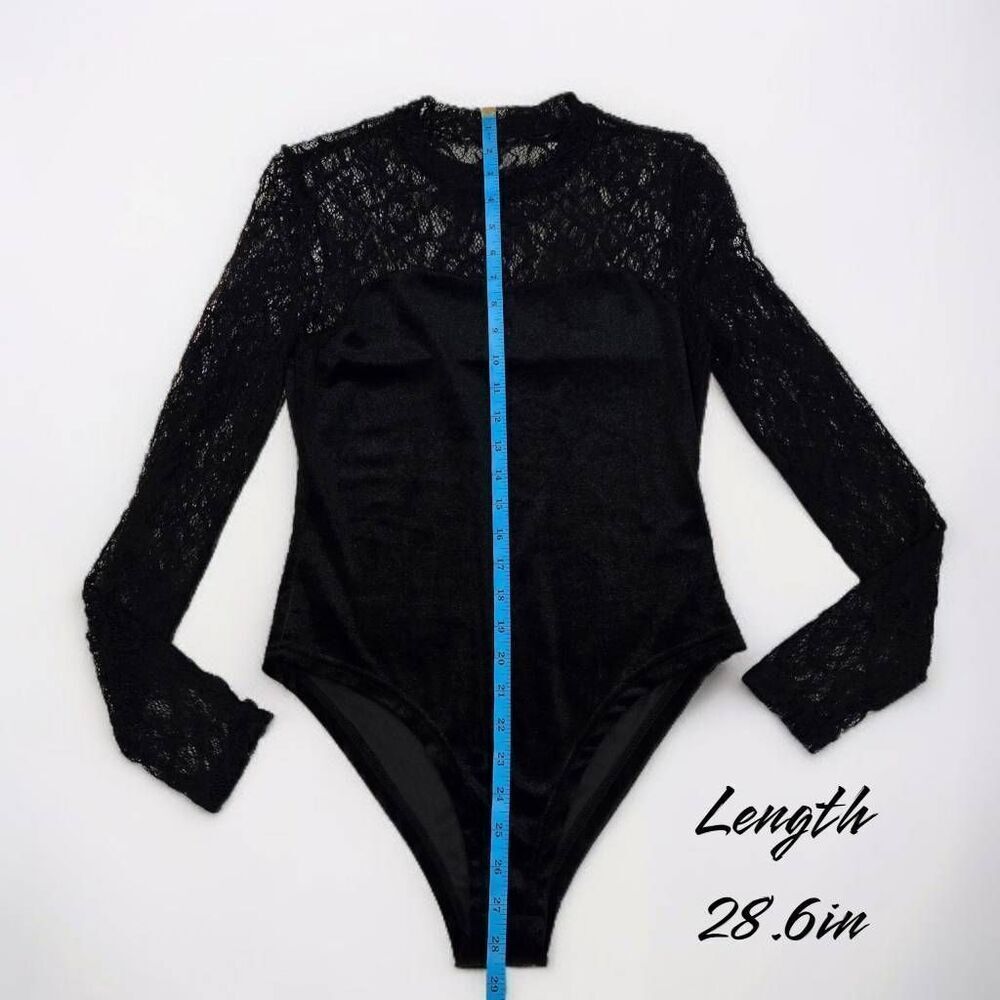 Lace Velvet Bodysuit(O008)-Size M for Women - Picture 8 of 10